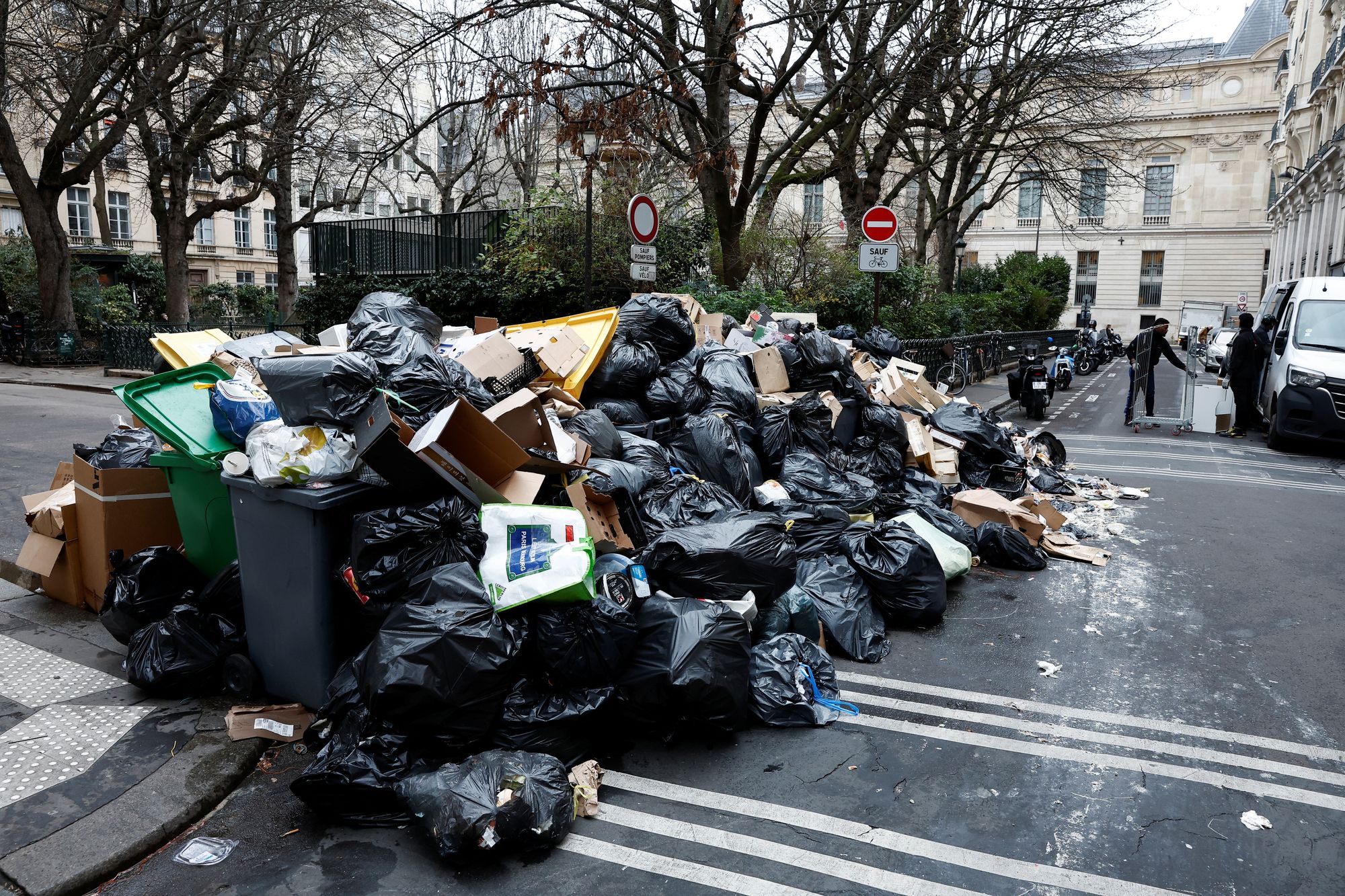 Garbage is overflowing on the streets of Paris