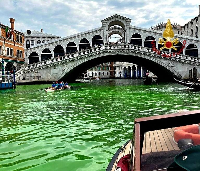 Venice waters turn green