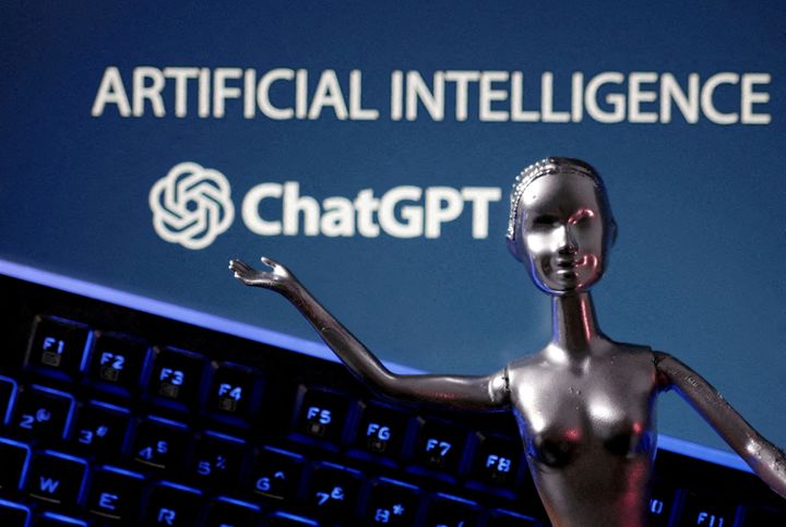 ChatGPT logo and AI Artificial Intelligence word 