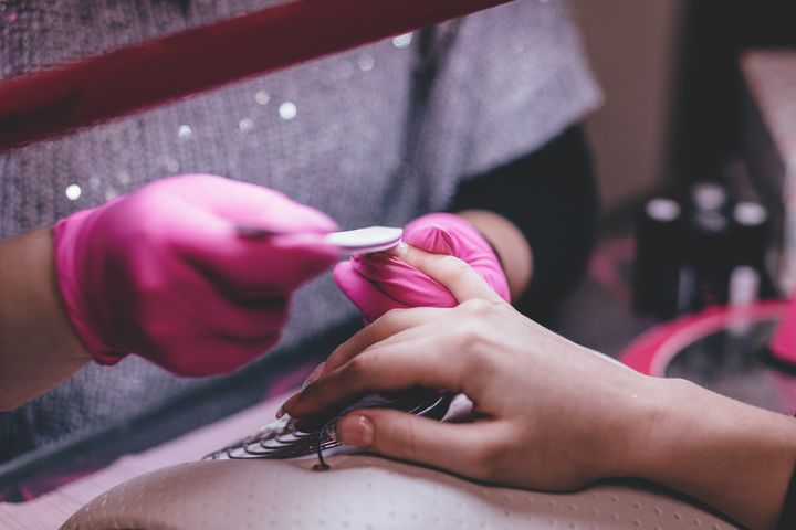 Close-up of Woman Having Manicure in a Nail Salon in Hong Kong
