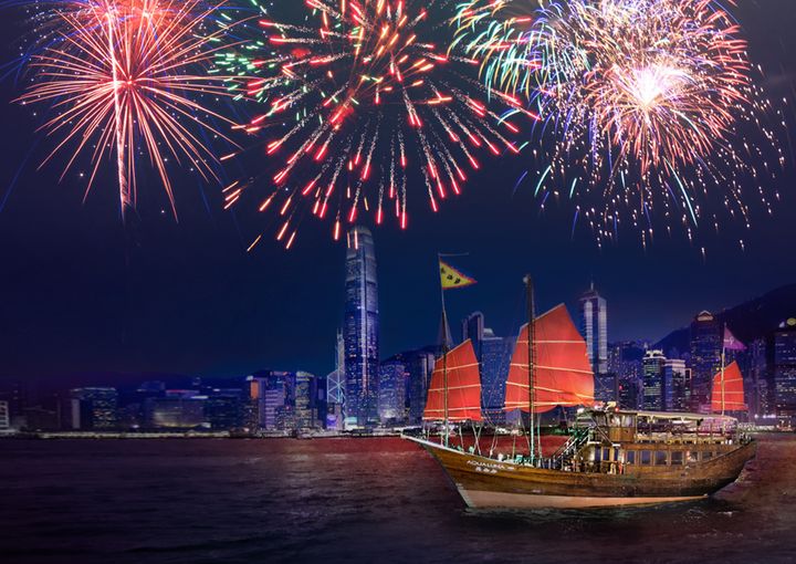 Hong Kong's National Day fireworks in 2023