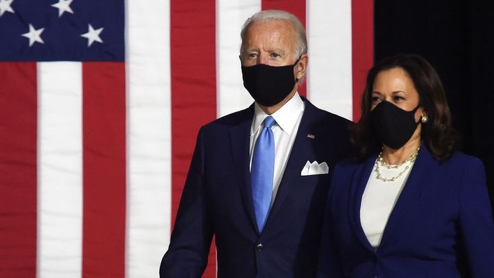 Jo Biden and Kamala Harris make first public appearance together in Wilmington, Delaware