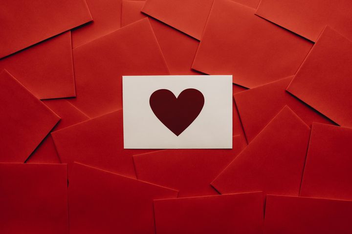 red heart on white paper