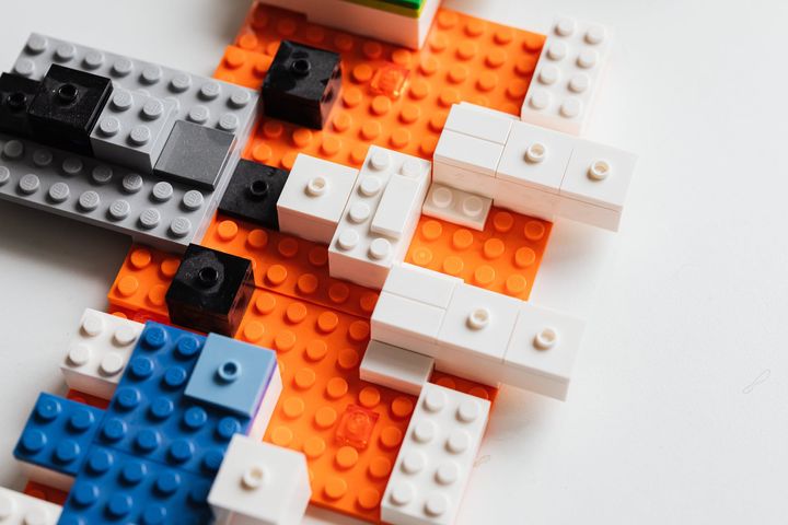 close up of lego blocks